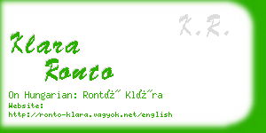 klara ronto business card